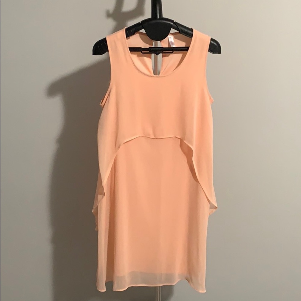 Peach sheer overlay dress K